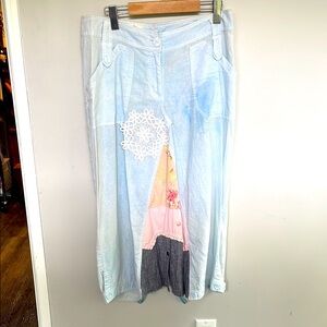 Stylish Light Blue Linen Skirt